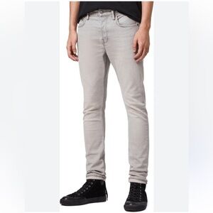 New ALL SAINTS SZ 28 LIGHT GRAY CIGARETTE JEANS